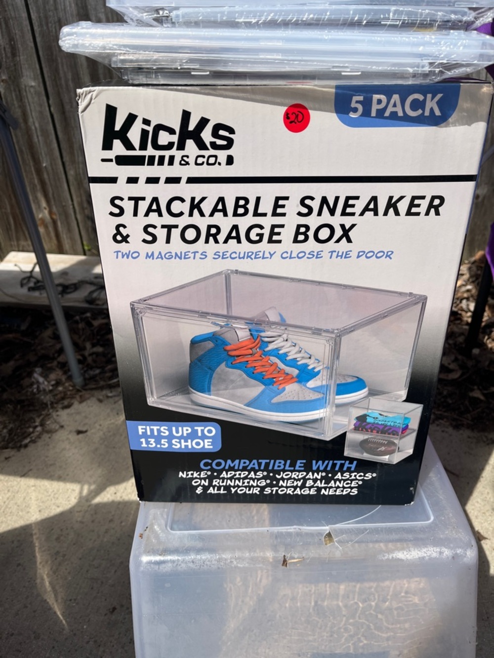 Kicks For Gents Blue & White Stackable Sneaker Storage Box (5 Pack)